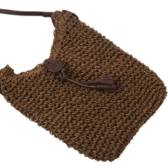 Summer Straw Shoulder Bag Canvas Jute Beach Travel Brown