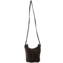 Summer Straw Shoulder Bag Canvas Jute Beach Travel Brown