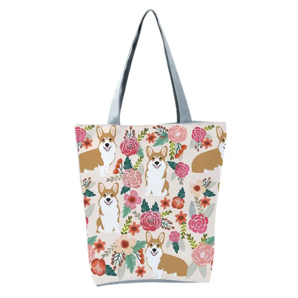 Puppy Print Large Capacity Shoulder Bag for Women