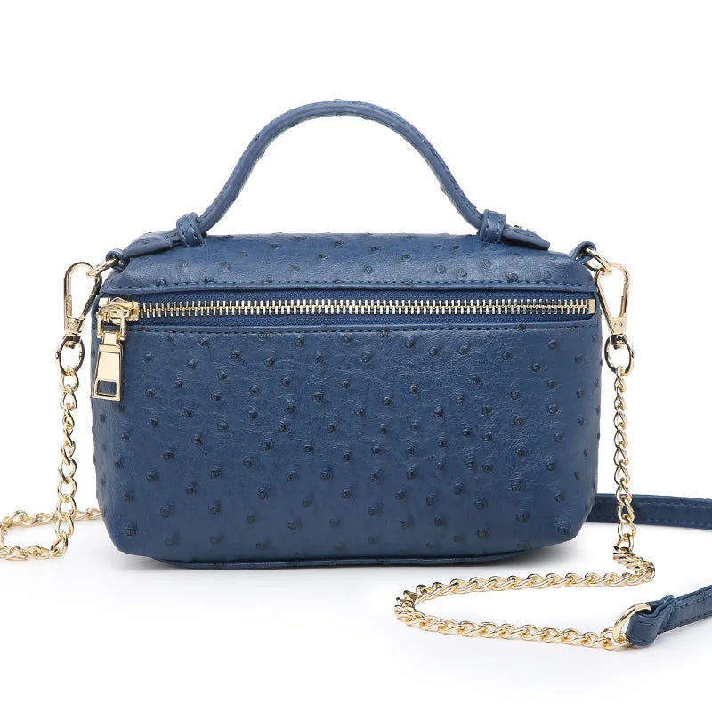 Elegant Ostrich Leather Clutch Tote Shoulder Bag