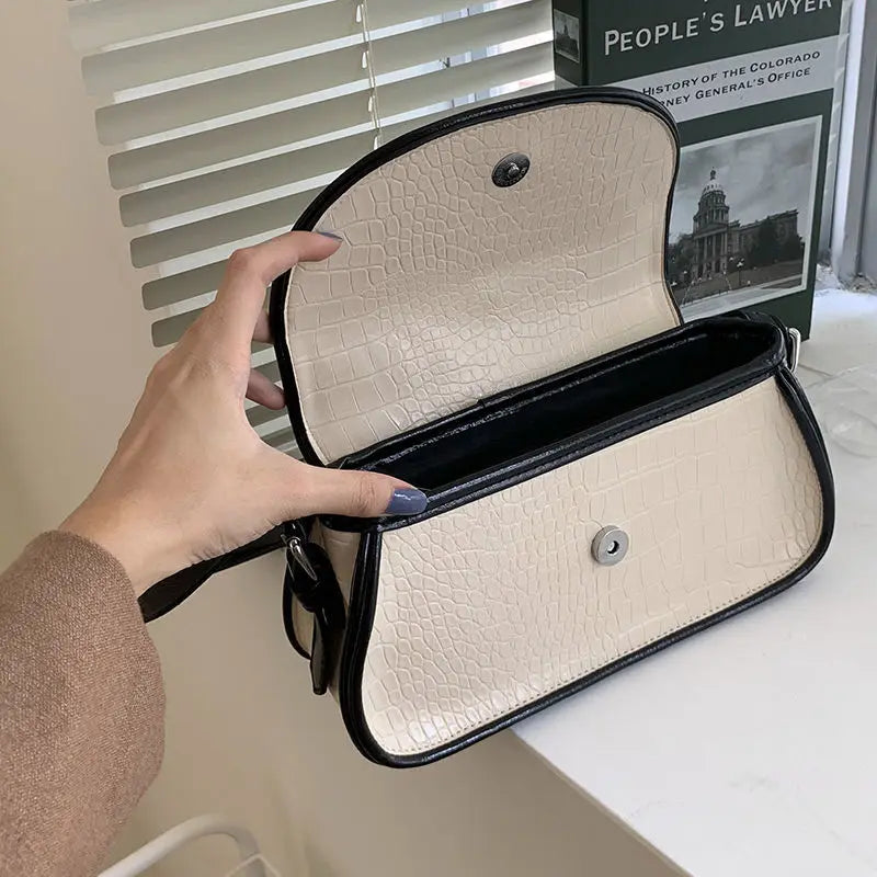 Crocodile Pattern Women Small Square Shoulder Bag PU Leather Female Underarm Bag