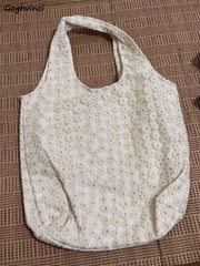 Fairy Canvas Floral Shoulder Bags Women Large Capacity Shopping Totes