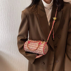Chains Shoulder Purses Barrel-Shaped Women Hand Bags Quilted Purses