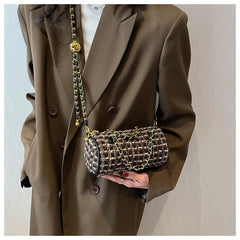 Chains Shoulder Purses Barrel-Shaped Women Hand Bags Quilted Purses