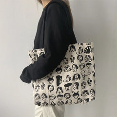 Canvas Shoulder Bag for Women Large Capacity Retro Handbag