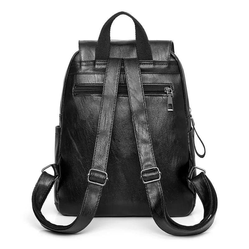 Women High Leather Backpack Casual Shoulders Bag