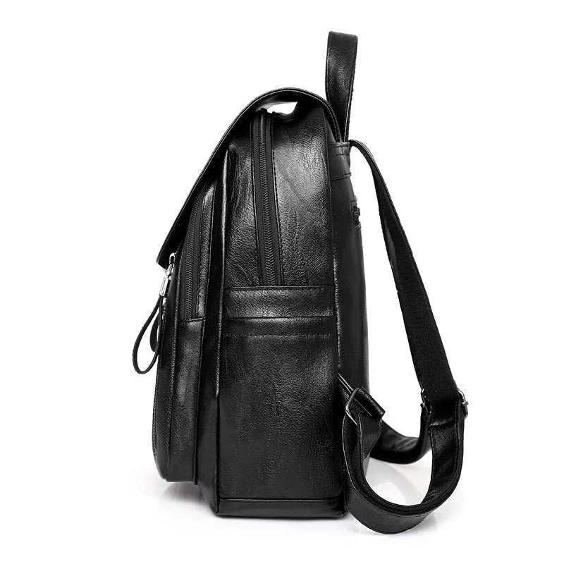 Women High Leather Backpack Casual Shoulders Bag