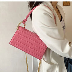 High-end Crocodile Pattern Underarm Bag with Chain Shoulder Strap