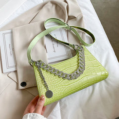 Diamond Chain Tote Bag Crocodile Pattern Shoulder Bag
