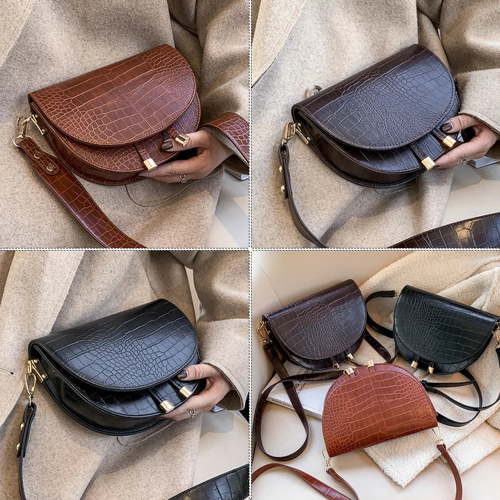 Pu Leather Women Crossbody Bags Crocodile Purse Shoulder Side Bags