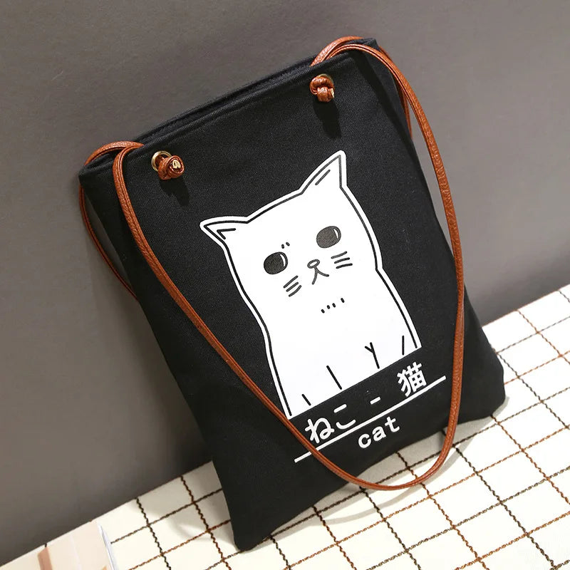 Canvas Printed Letters Bucket Bag Lady Tote Pouch Feminina Bolsas