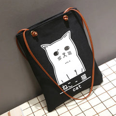 Canvas Printed Letters Bucket Bag Lady Tote Pouch Feminina Bolsas