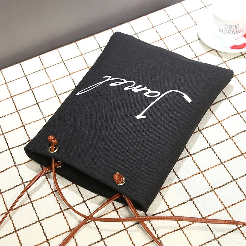 Canvas Printed Letters Bucket Bag Lady Tote Pouch Feminina Bolsas