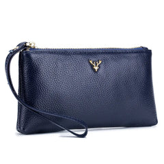 Elk Decoration Wristlet Bag Zipper Clutch Female Leather Phone Bag