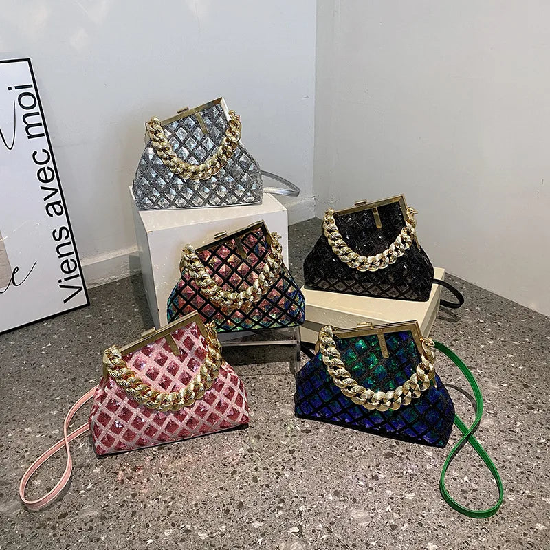 Thick Chain Handle Shell Tote Shoulder Bag For Women