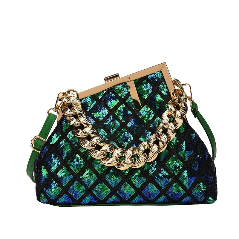 Thick Chain Handle Shell Tote Shoulder Bag For Women