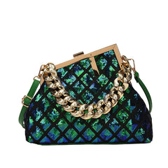 Thick Chain Handle Shell Tote Shoulder Bag For Women