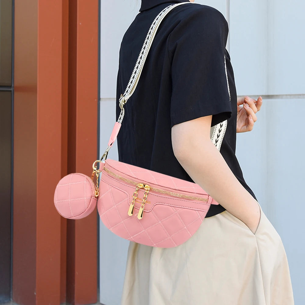 Fanny Belt Pack PU Messenger Bags Diamonds Crossbody Cosmetics Shopper Purse