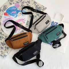 Corduroy Fanny Pack Sling Bag for Women Girls Ladi...
