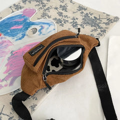 Corduroy Fanny Pack Waist Bag for Women Girls Ladies