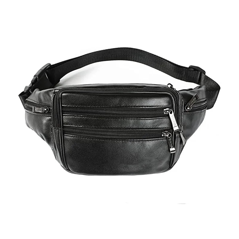Leather Waist Bag Multifunction Hip Bum Pouch for Travel