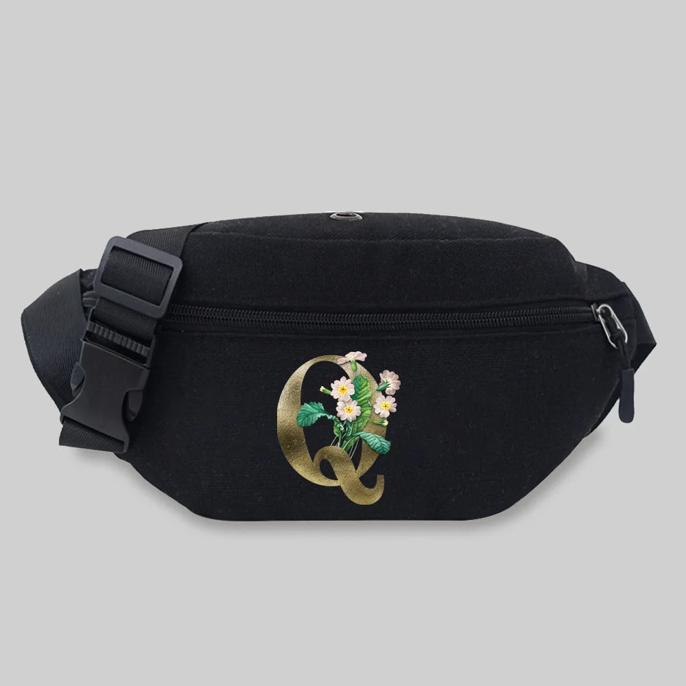 Women's Waist Bag Packs Phone Purses Chest Messenger Bags Golden Flower