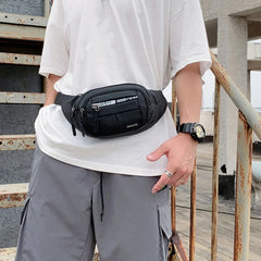 Grey Fanny Pack for Women Men Unisex Waist Bag Zipper Adjustable Strap Large