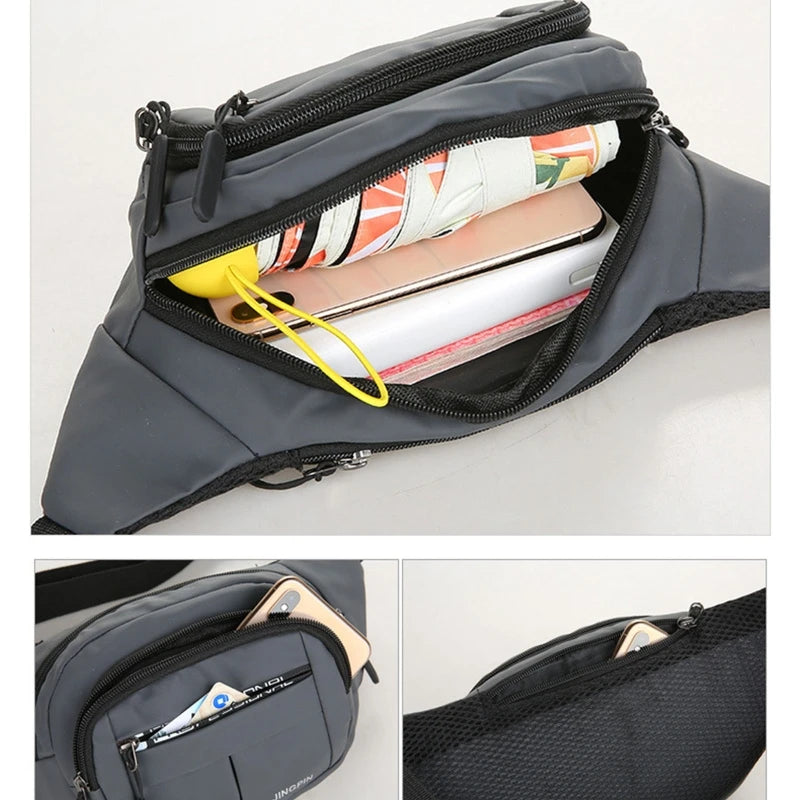 Grey Fanny Pack for Women Men Unisex Waist Bag Zipper Adjustable Strap Large