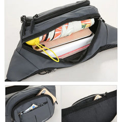 Grey Fanny Pack for Women Men Unisex Waist Bag Zipper Adjustable Strap Large
