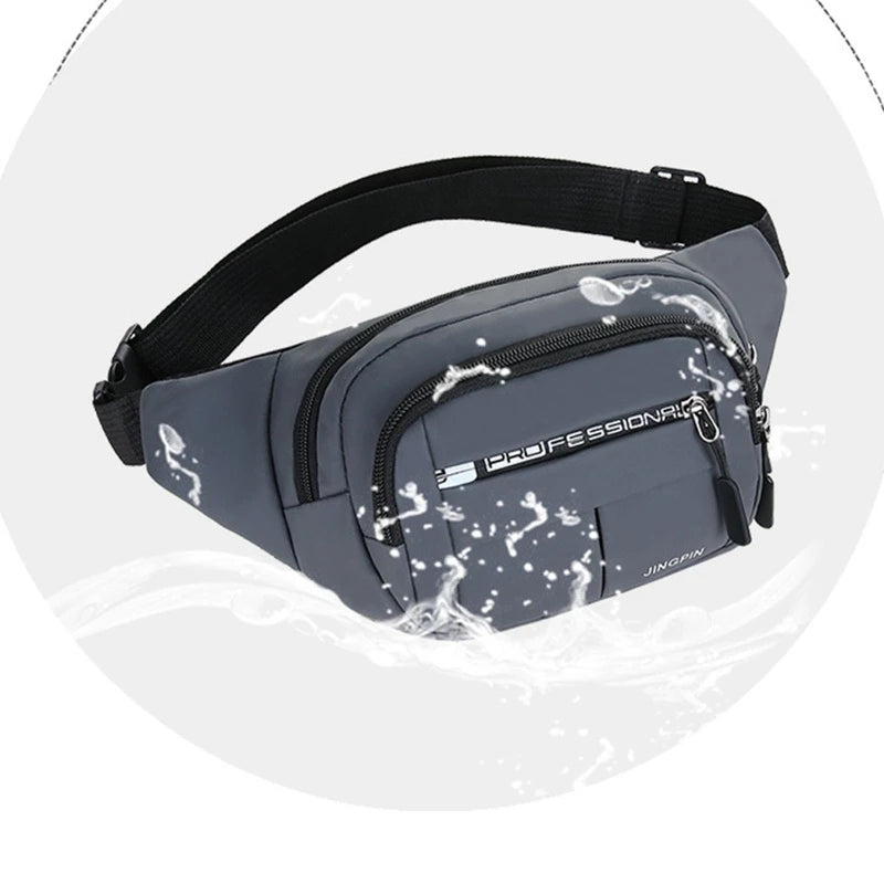 Grey Fanny Pack for Women Men Unisex Waist Bag Zipper Adjustable Strap Large