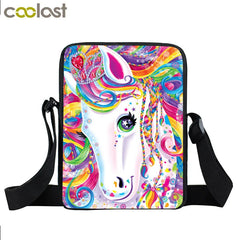 Colorful Unicorn Messenger Bag Girls Bookbag Boys School Bags Kids Handbag