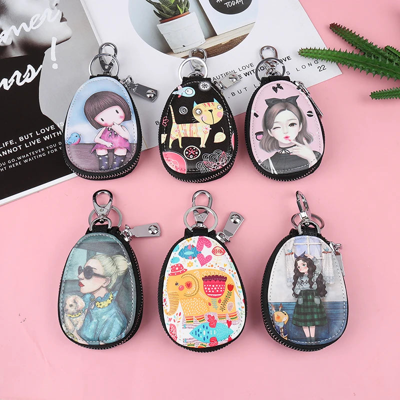 Cute Cartoon Women Key Bag Girl Students Leather Key Wallets