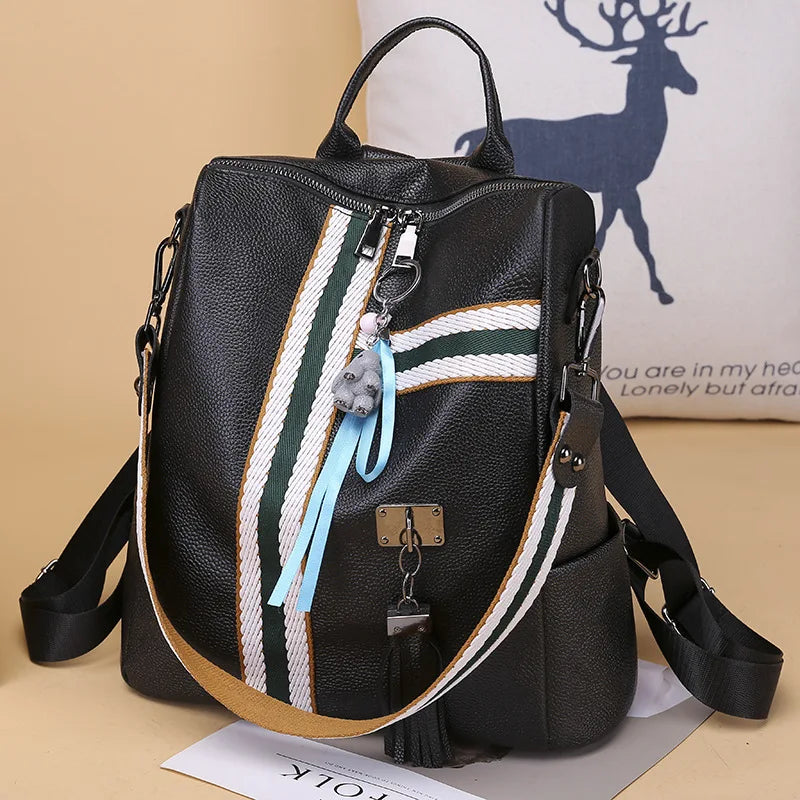 Casual Women PU Leather Backpack Female Shoulder Bag Travel Back Pack