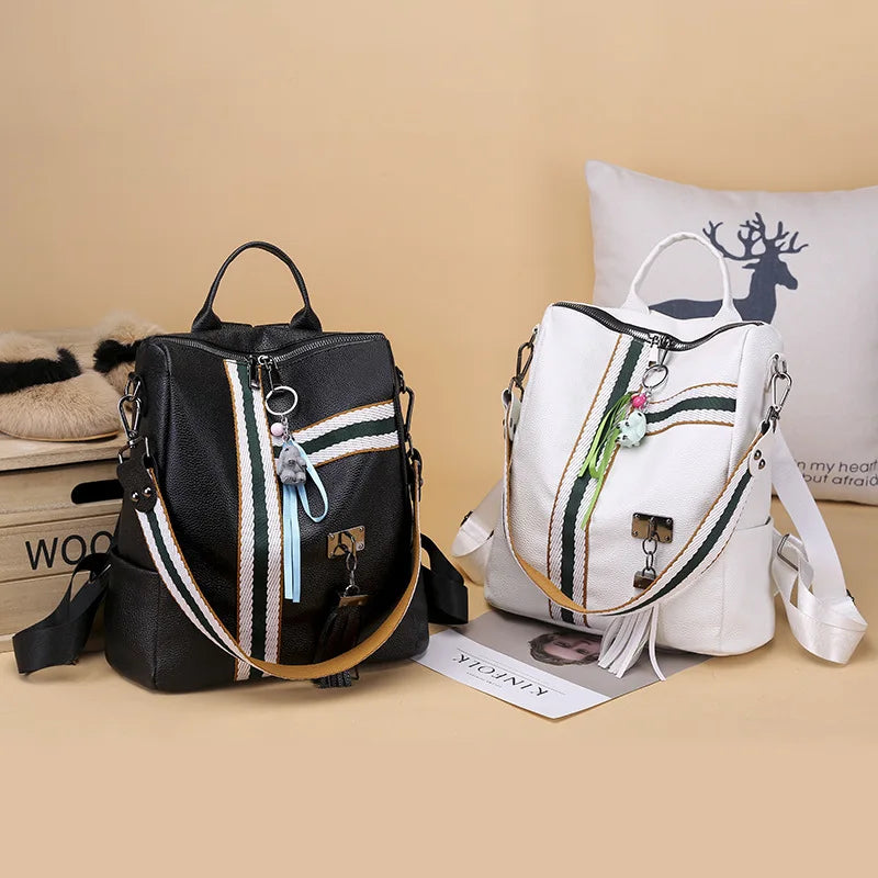Casual Women PU Leather Backpack Female Shoulder Bag Travel Back Pack
