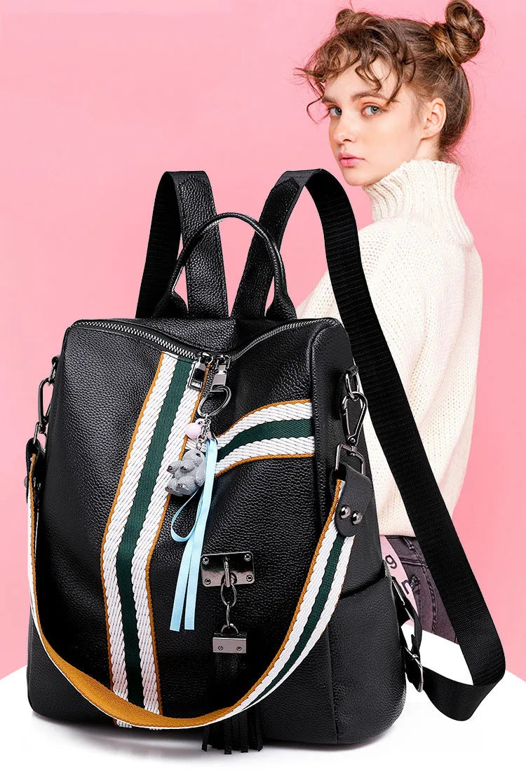 Casual Women PU Leather Backpack Female Shoulder Bag Travel Back Pack