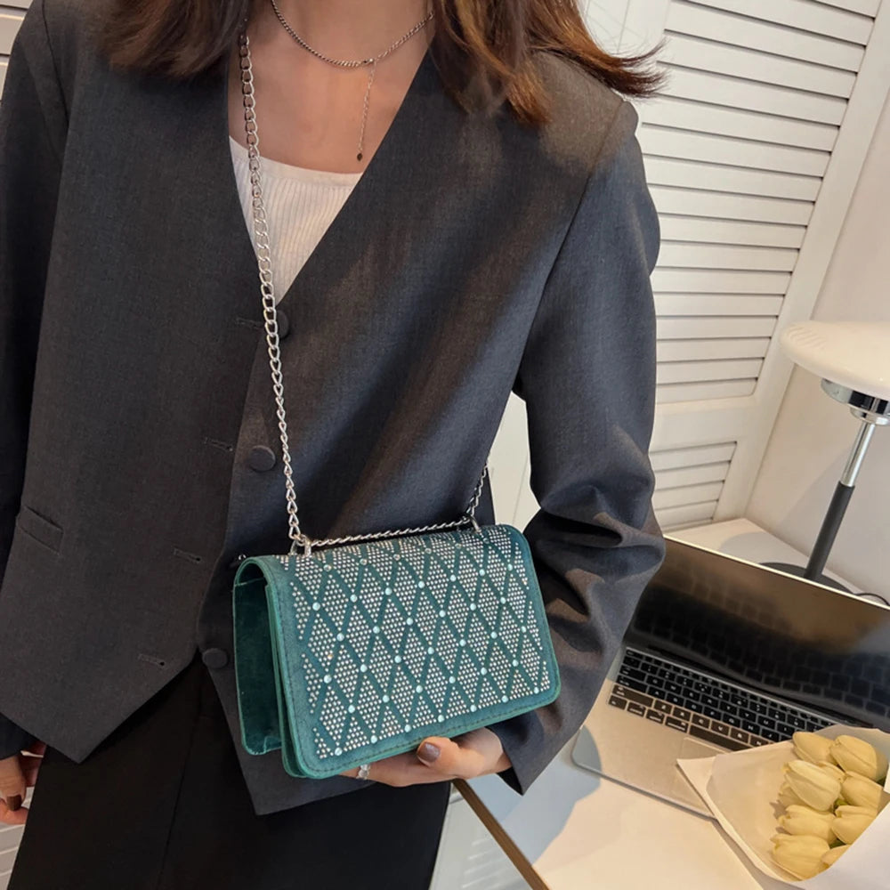 Diamonds Plaid Shoulder Handbags Female Travel Cross Body Bag