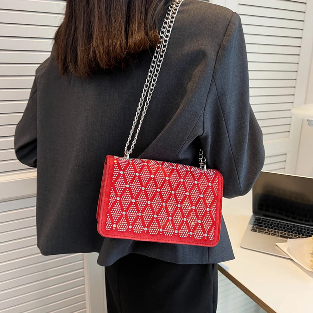 Diamonds Plaid Shoulder Handbags Female Travel Cross Body Bag
