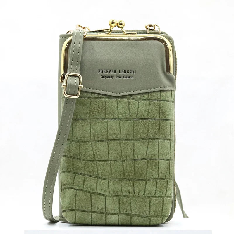 Crocodile Pattern Stitch Mini Bag Multifunctional Zipper Bag