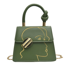 Small Chain Shoulder Crossbody Bag Graffiti PU Leather Messenger Bag