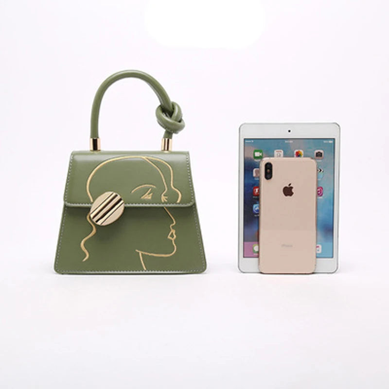 Small Chain Shoulder Crossbody Bag Graffiti PU Leather Messenger Bag