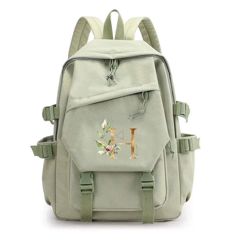 Green Laptop Backpack for Girls School Student Bag Large Capacity