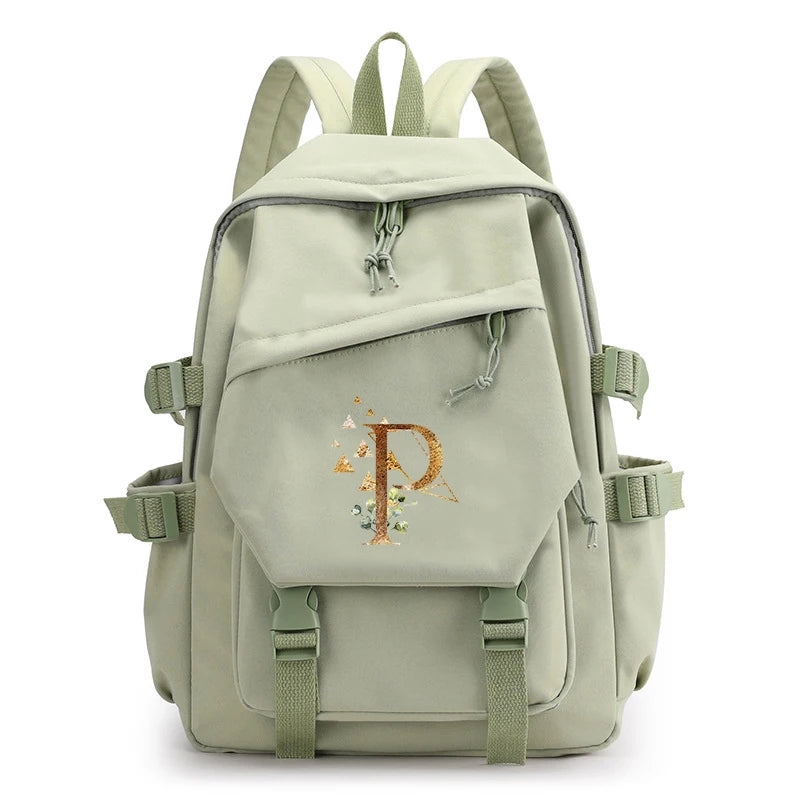 Green Laptop Backpack for Girls School Student Bag Large Capacity