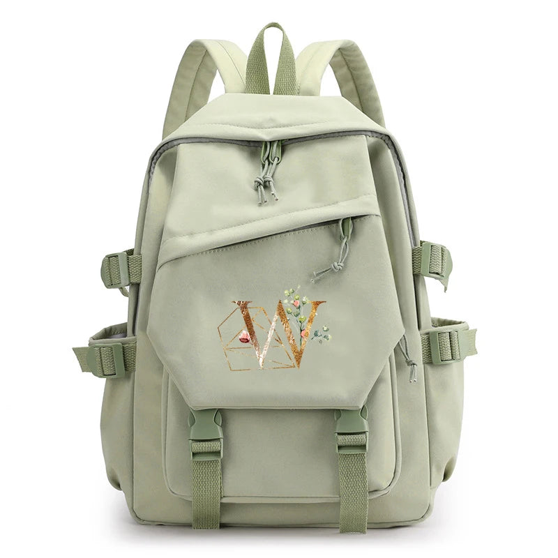 Green Laptop Backpack for Girls School Student Bag Large Capacity