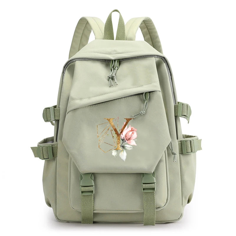 Green Laptop Backpack for Girls School Student Bag Large Capacity