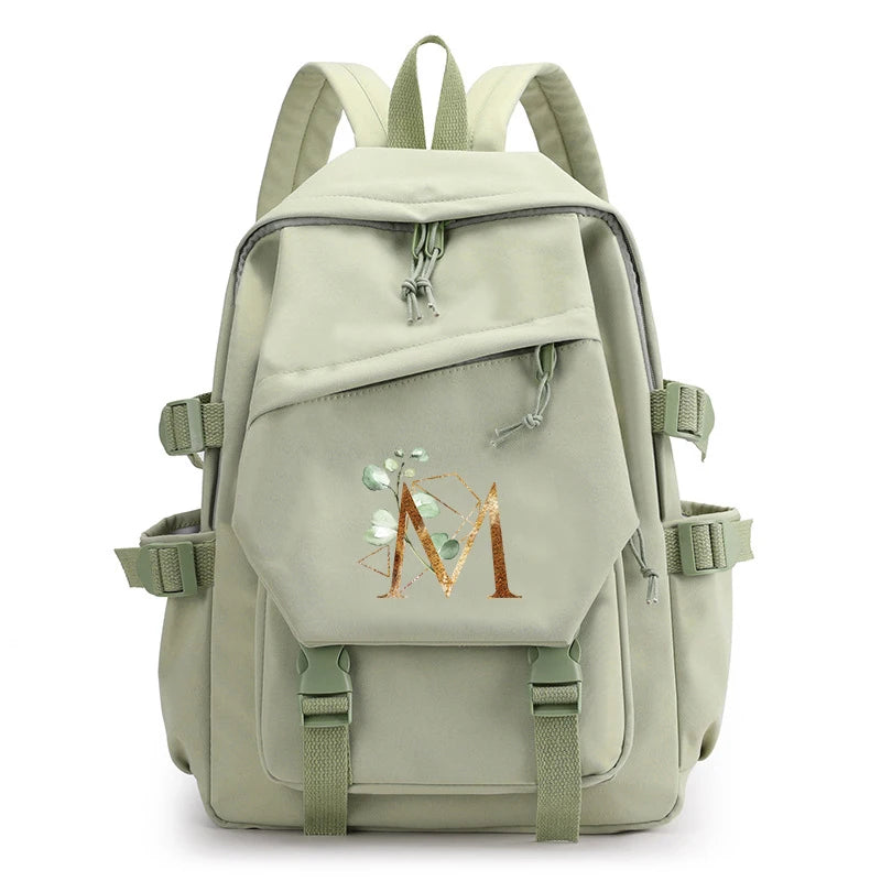 Green Laptop Backpack for Girls School Student Bag Large Capacity