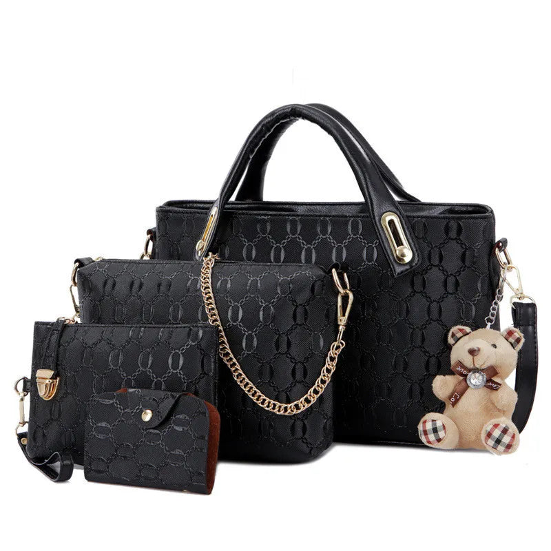 4pcs/Set Women Bag PU Leather Handbag Messenger Shoulder Wallet 30#97