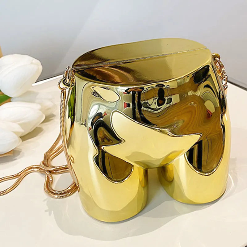 Metallic Shoulder Bag Acrylic Chain Messenger Handbag Purse