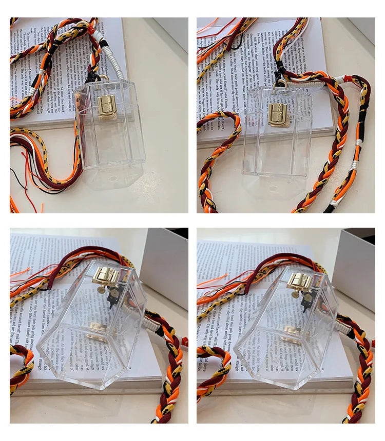 Woven Shoulder Strap Mini Party Clutch Crossbody Bag