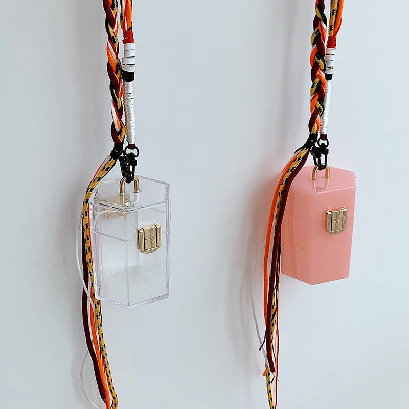 Woven Shoulder Strap Mini Party Clutch Crossbody Bag