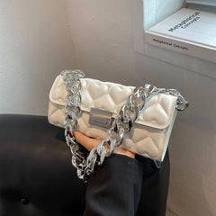 Acrylic Thick Chain Shoulder Bag Heart Pattern Handbags Small Crossbody